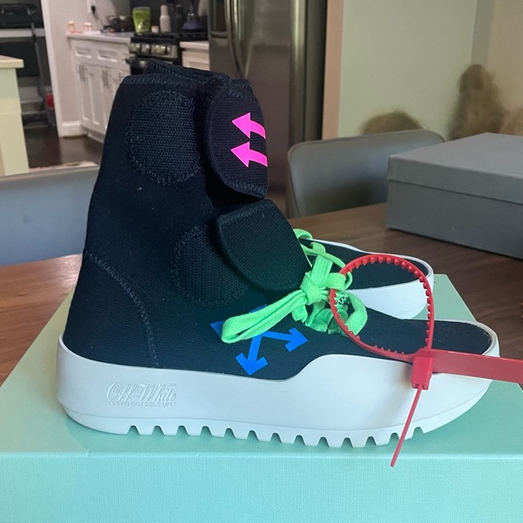 OFF-WHITE C/O VIRGIL ABLOH BLACK MOTO WRAP HIGH TOP SNEAKERS - Picture 7 of 11